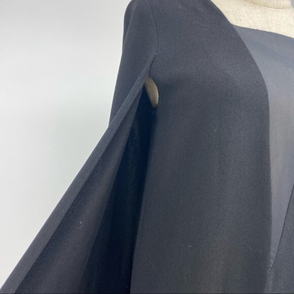 New Maje Decoller cape poncho high neck semisheer lace insert trapeze minidress - Picture 10 of 16